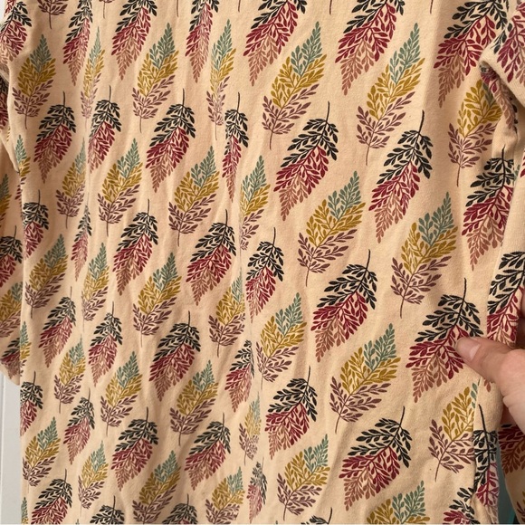 Effie’s Heart Cowl Neck Pima Cotton Tunic Pockets Leaf Pattern Long Shirt Retro - Picture 9 of 14